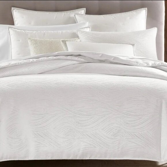 Hotel Col. Expressionist Full/Queen Duvet Cover & Pillowshams 3pc Set White New - Picture 1 of 2